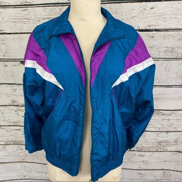 Vintage 80s 90s Track Jacket EUC Petite Medium - Picture 1 of 7